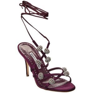 Manolo Blahnik Elsaka 90 Satin Sandal, Purple